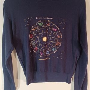 Spiritual Gangster Midnight Blue Zodiac Pullover Light Sweater Size XS